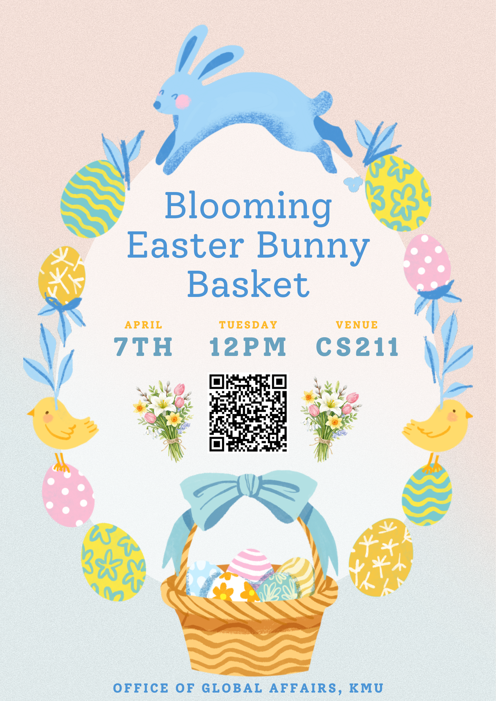 海報 復活兔兔小花籃